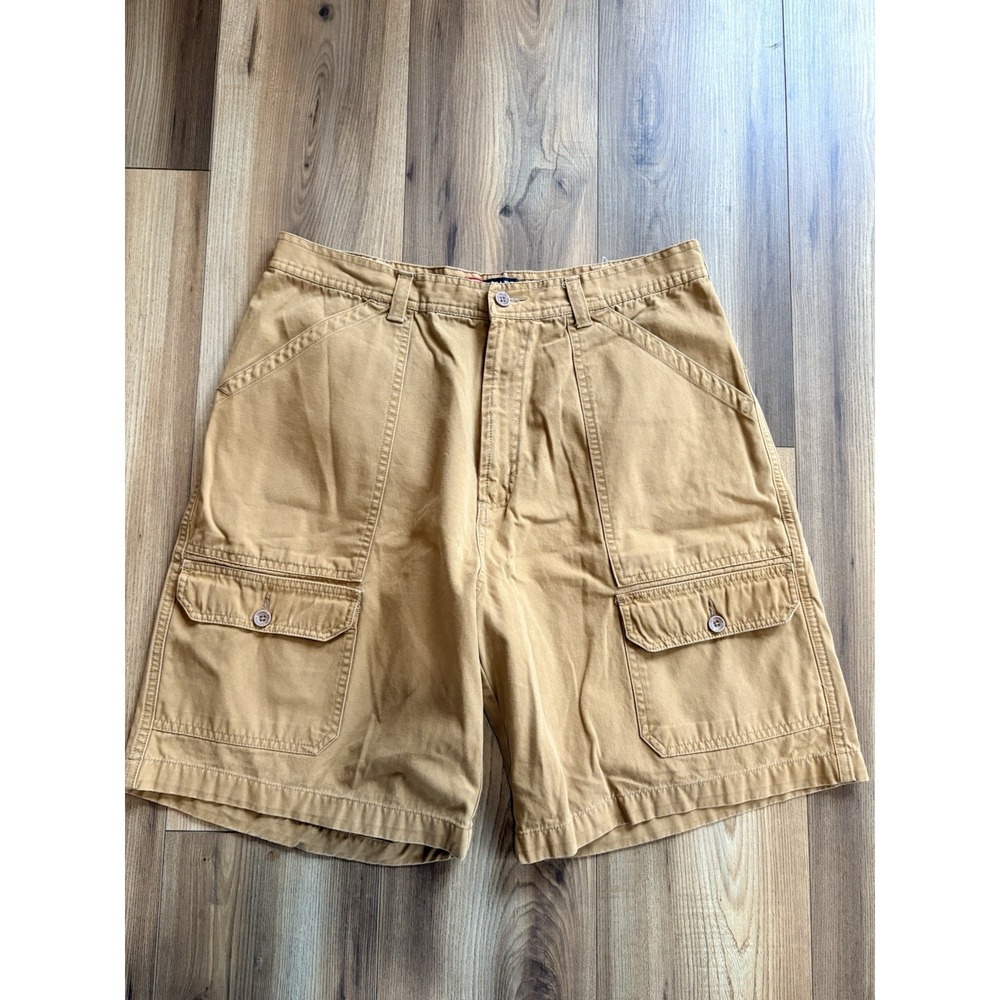 Chaps Ralph Lauren Cargo Shorts Men's 32 Brown Pockets Cotton Khaki Chino‎
